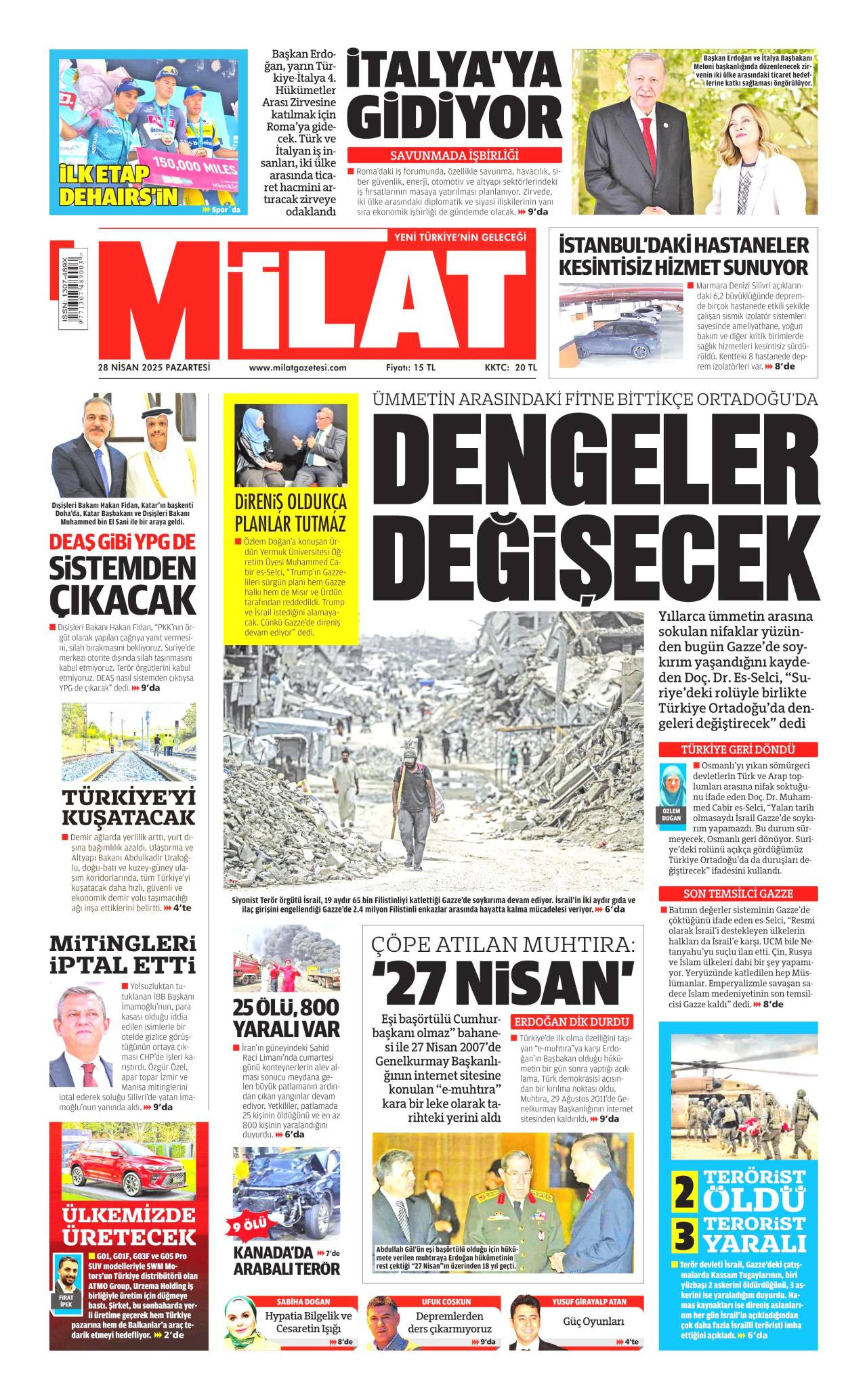 Milat Gazetesi Manşeti