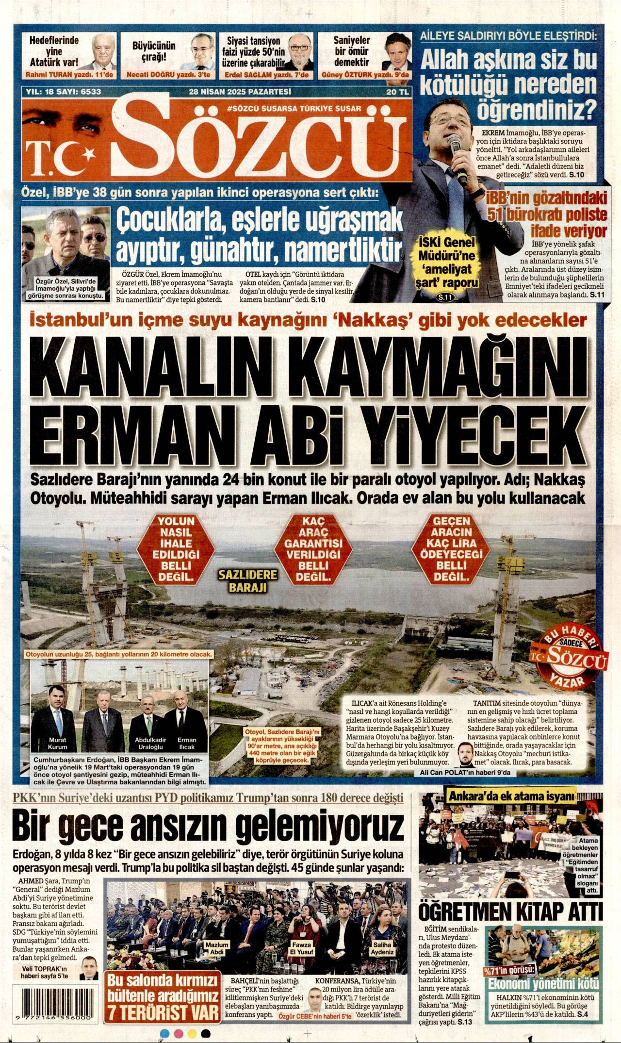 Sözcü Gazetesi Manşeti