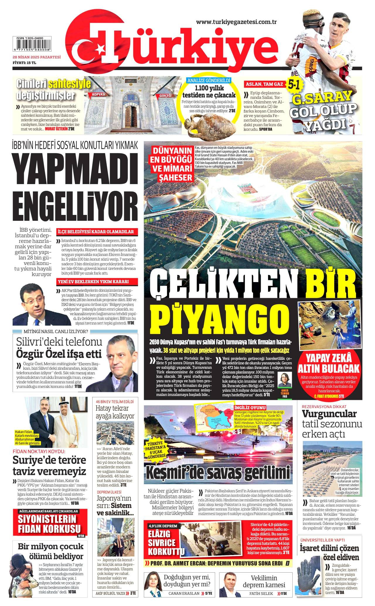 Türkiye Gazetesi Manşeti