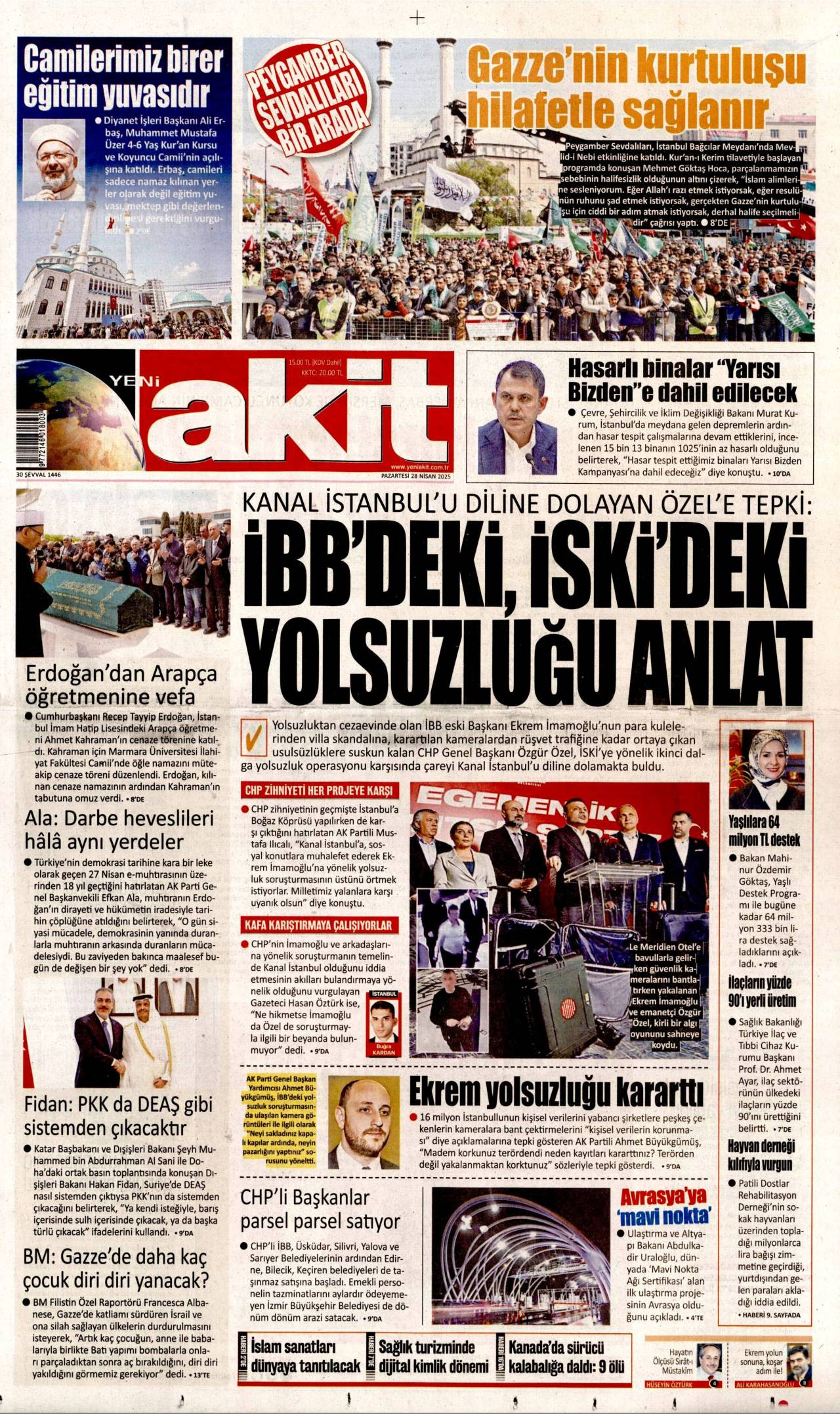 Yeni Akit Gazetesi Manşeti