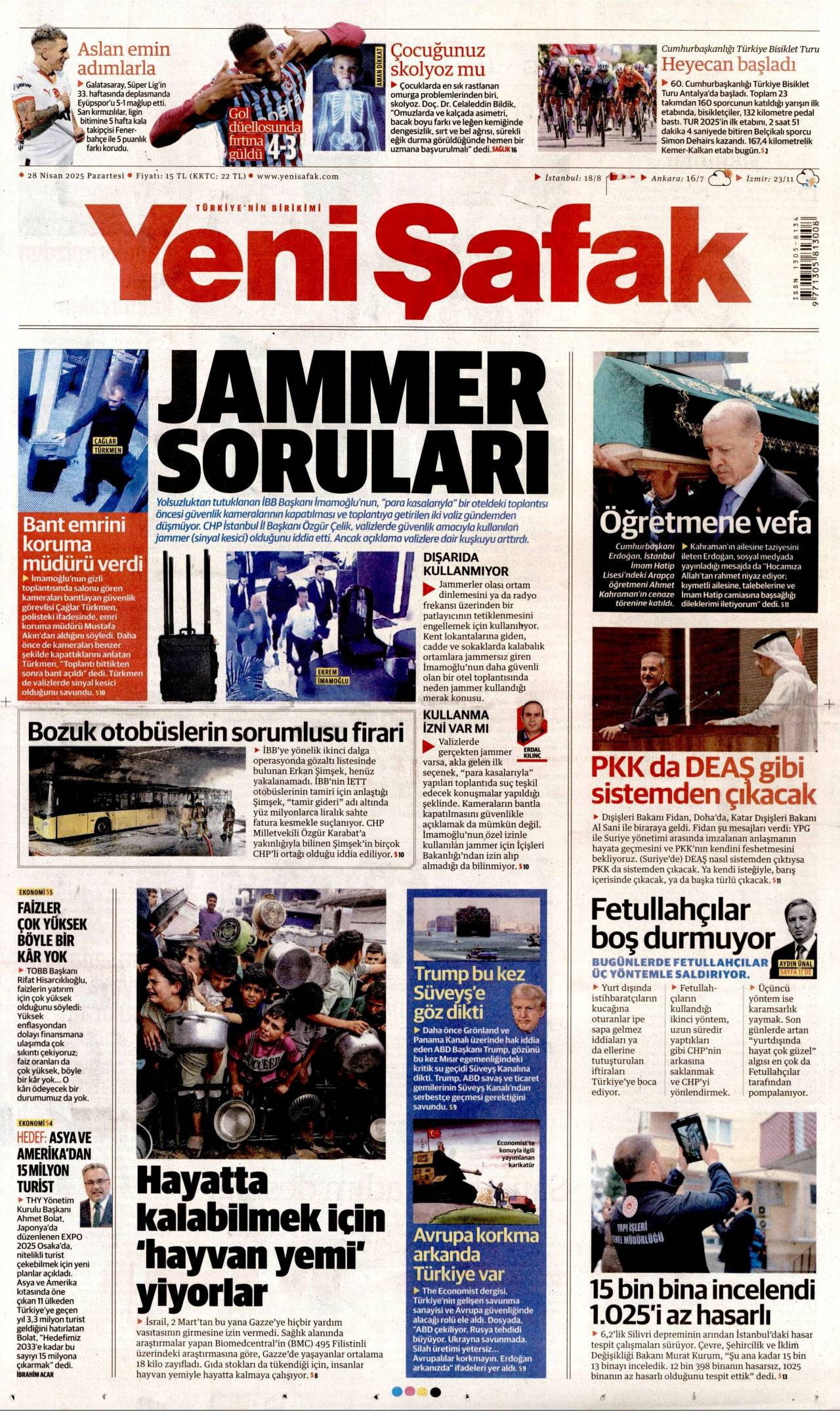 Yeni Şafak Gazetesi Manşeti