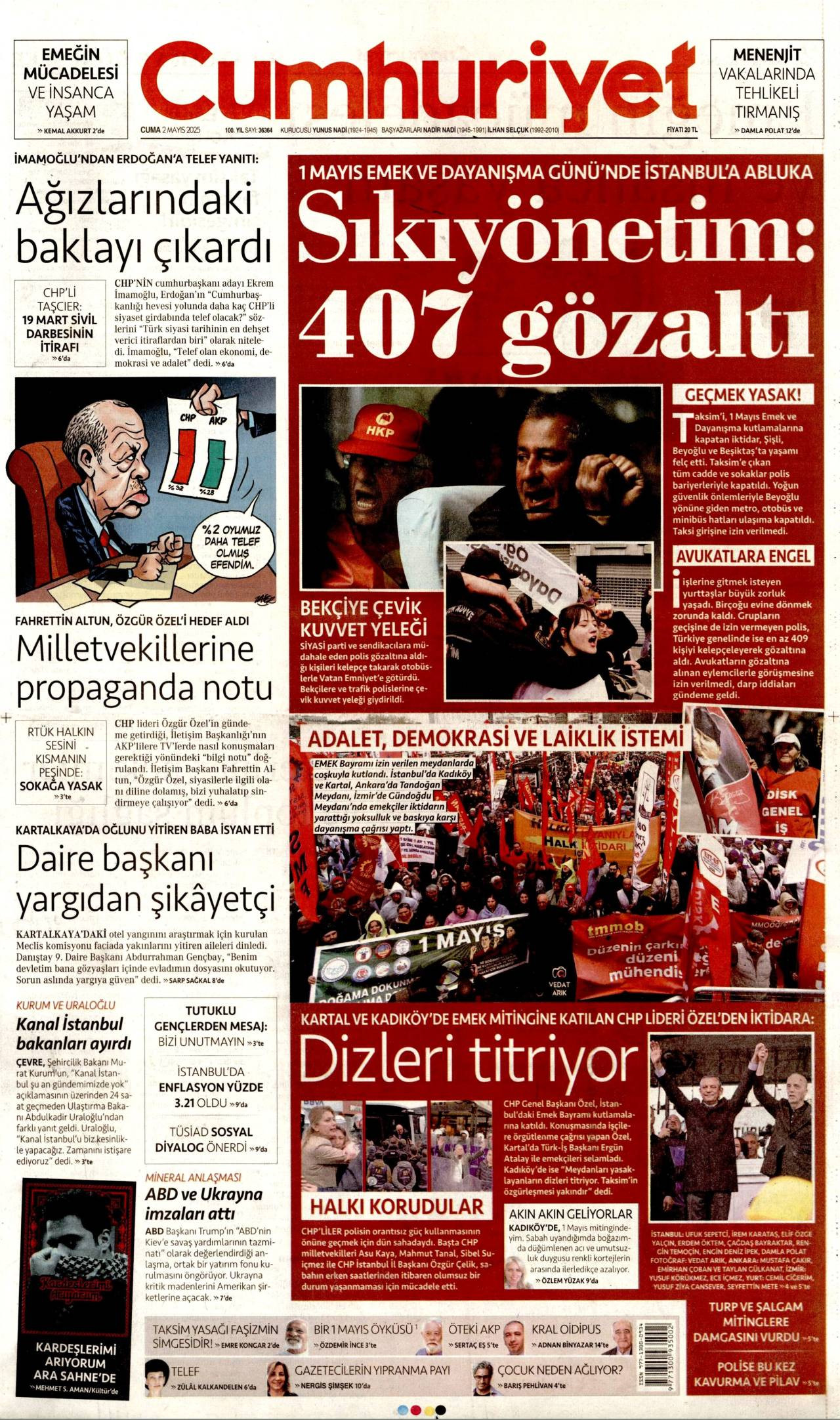 Cumhuriyet Gazetesi Manşeti