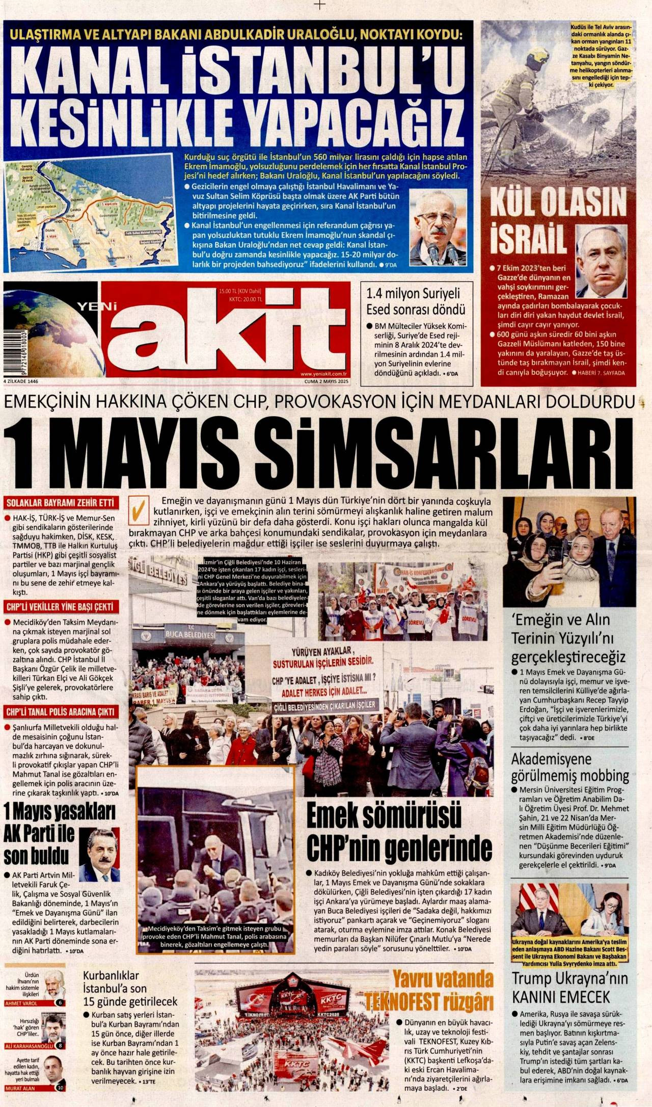 Yeni Akit Gazetesi Manşeti