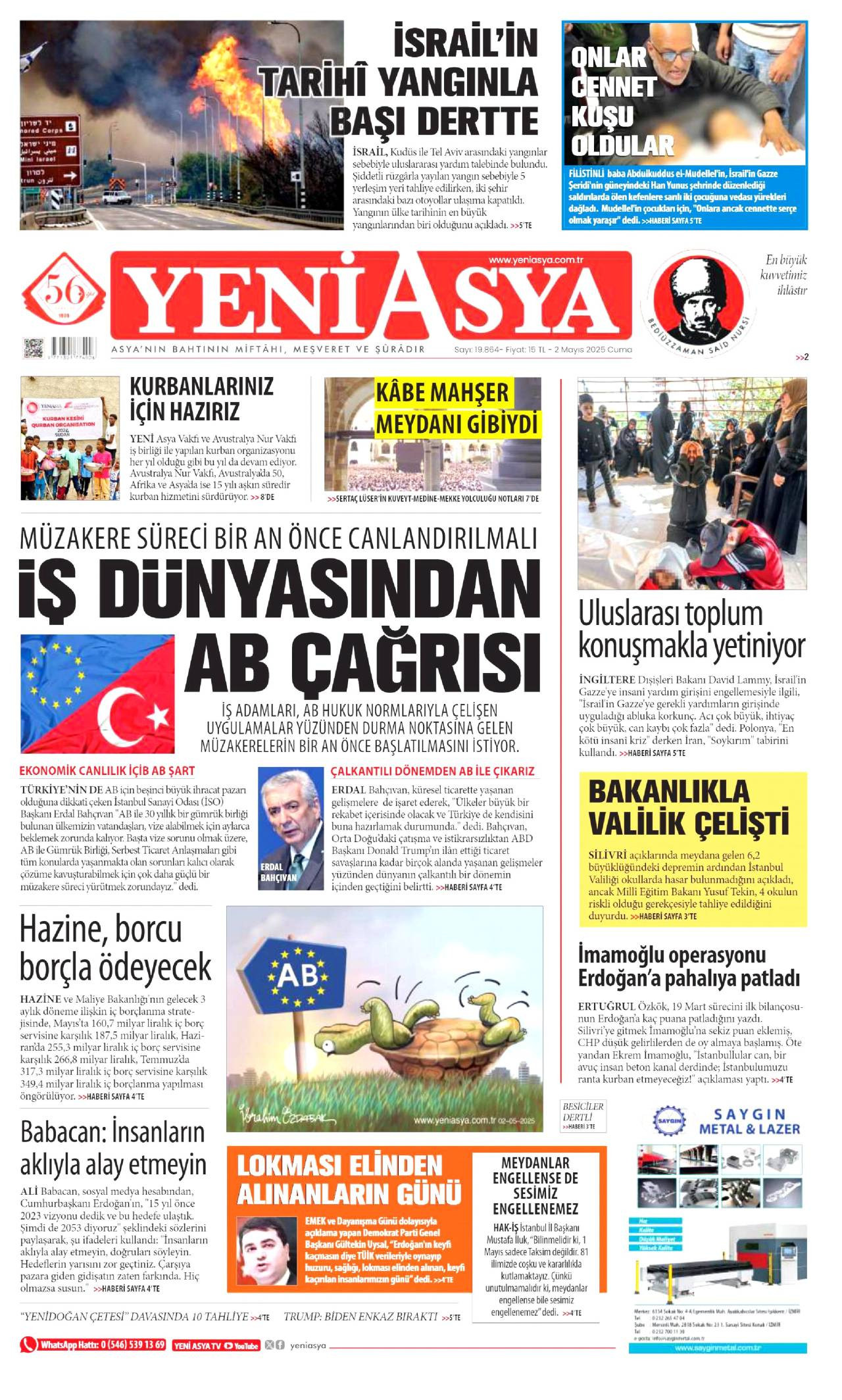 Yeni Asya Gazetesi Manşeti