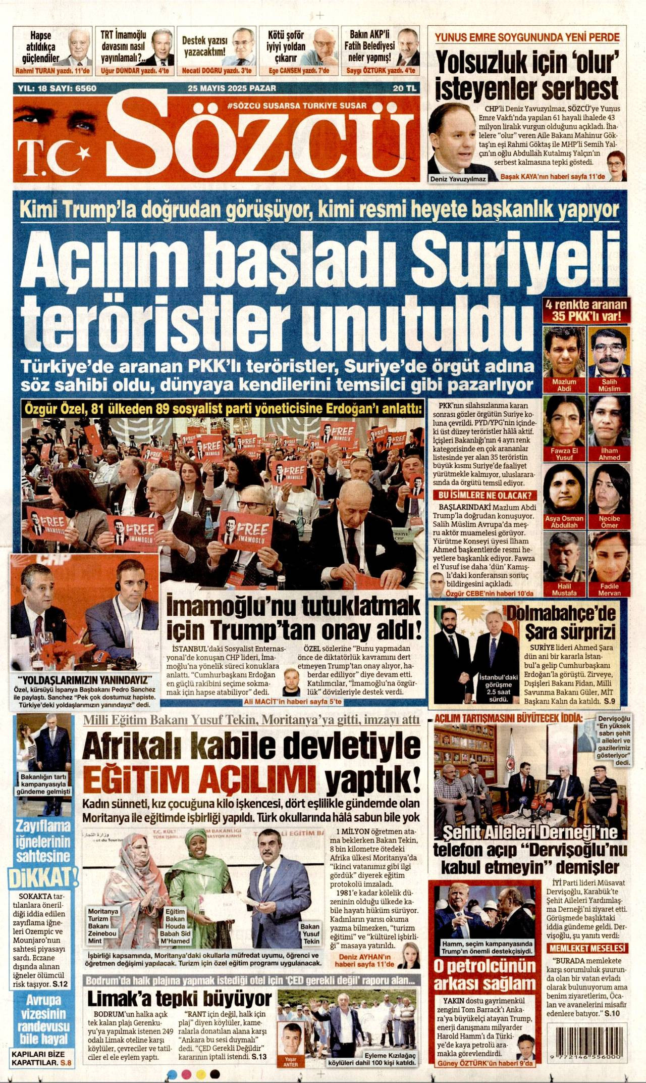 Sözcü Gazetesi Manşeti