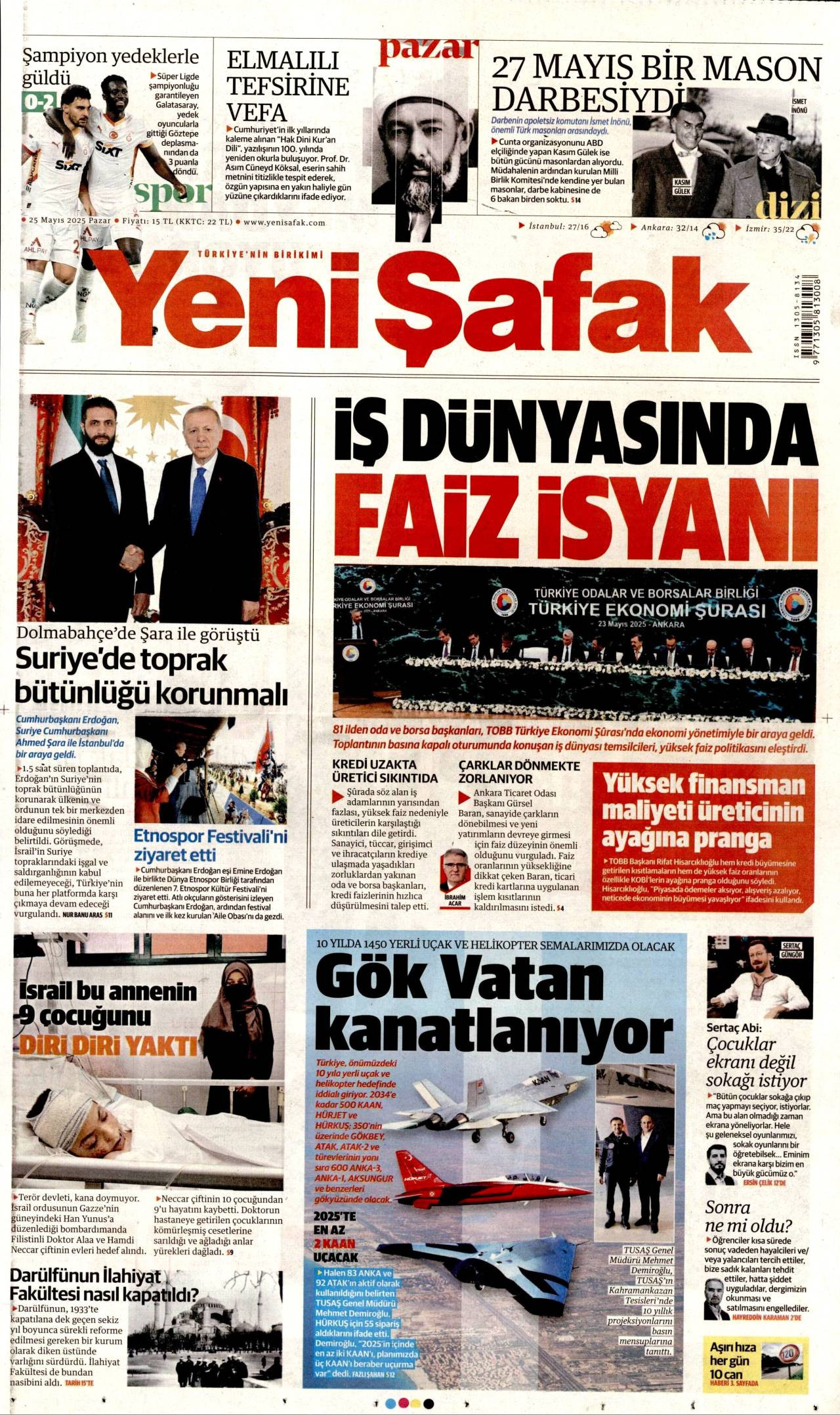 Yeni Şafak Gazetesi Manşeti