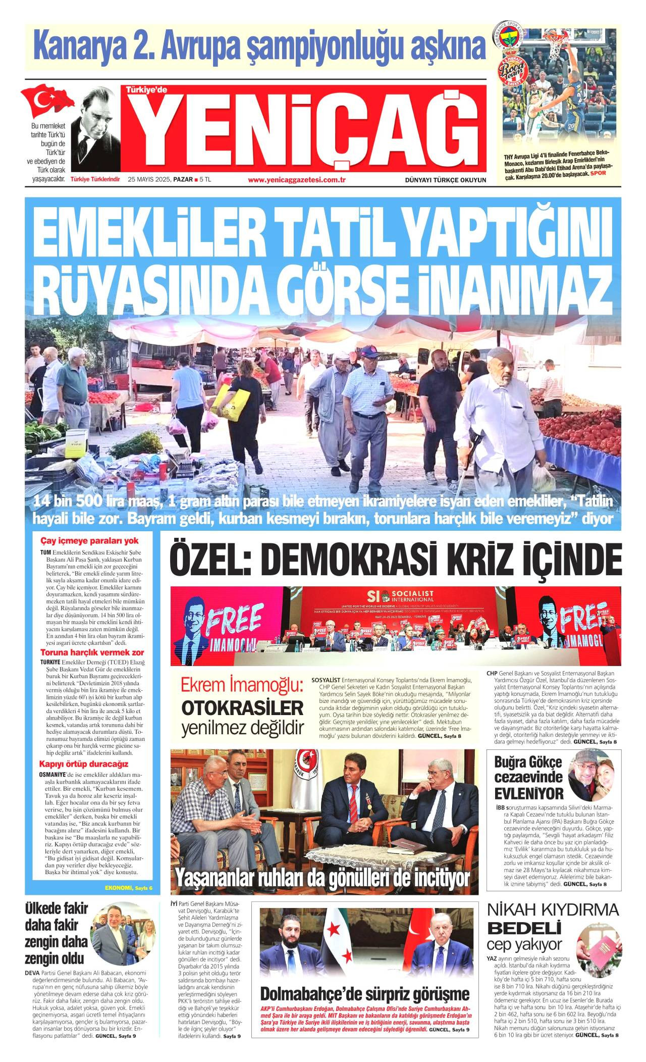 yenicag Gazetesi Manşeti