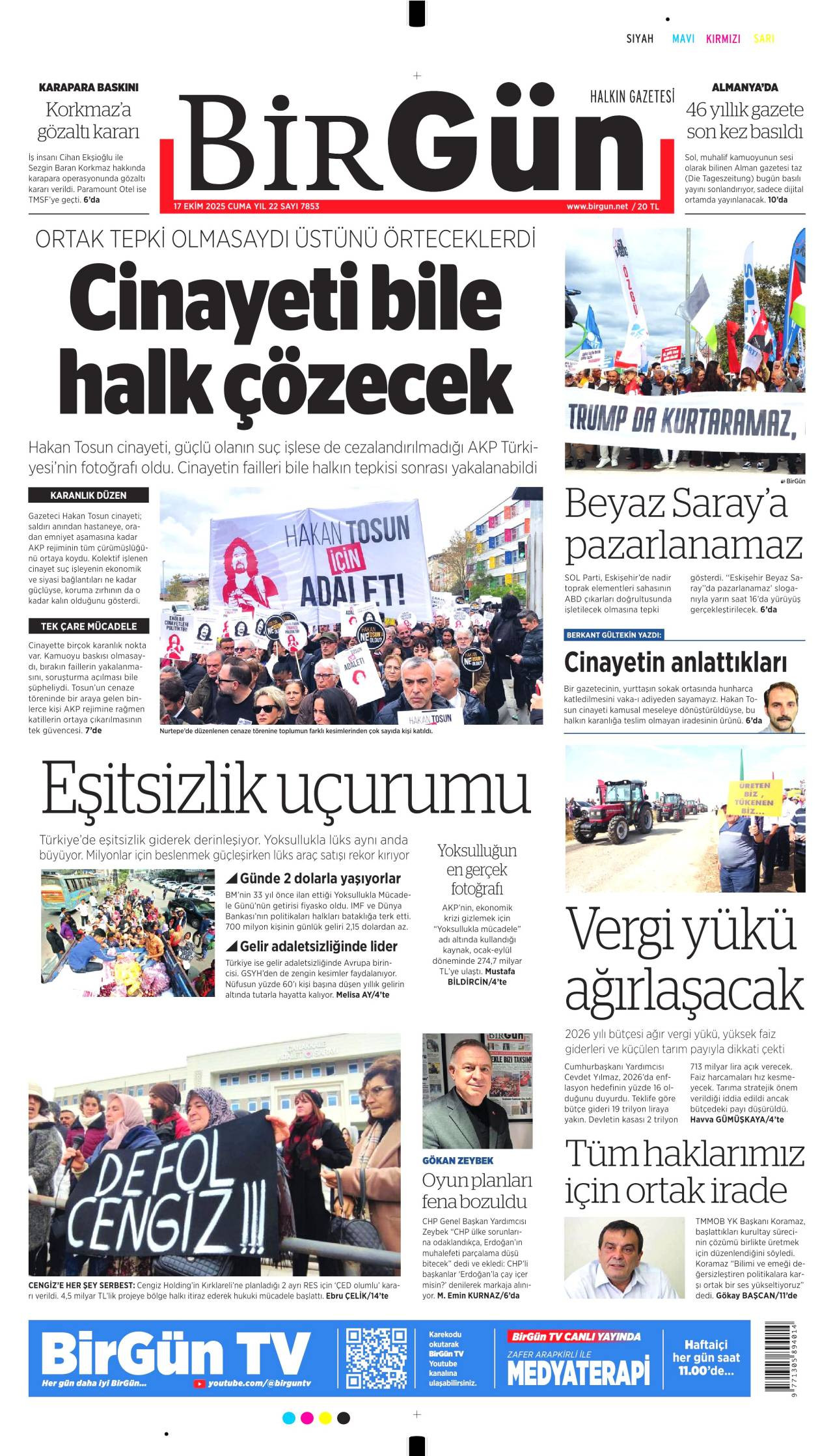 Birgün Gazetesi Manşeti