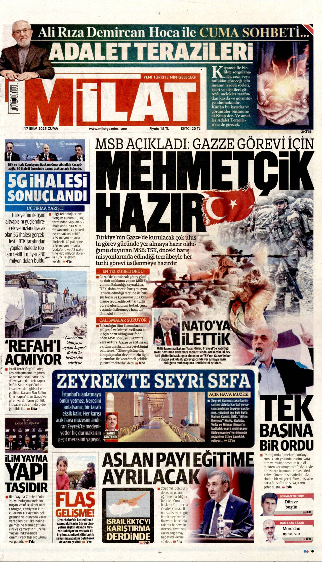 Milat Gazetesi Manşeti