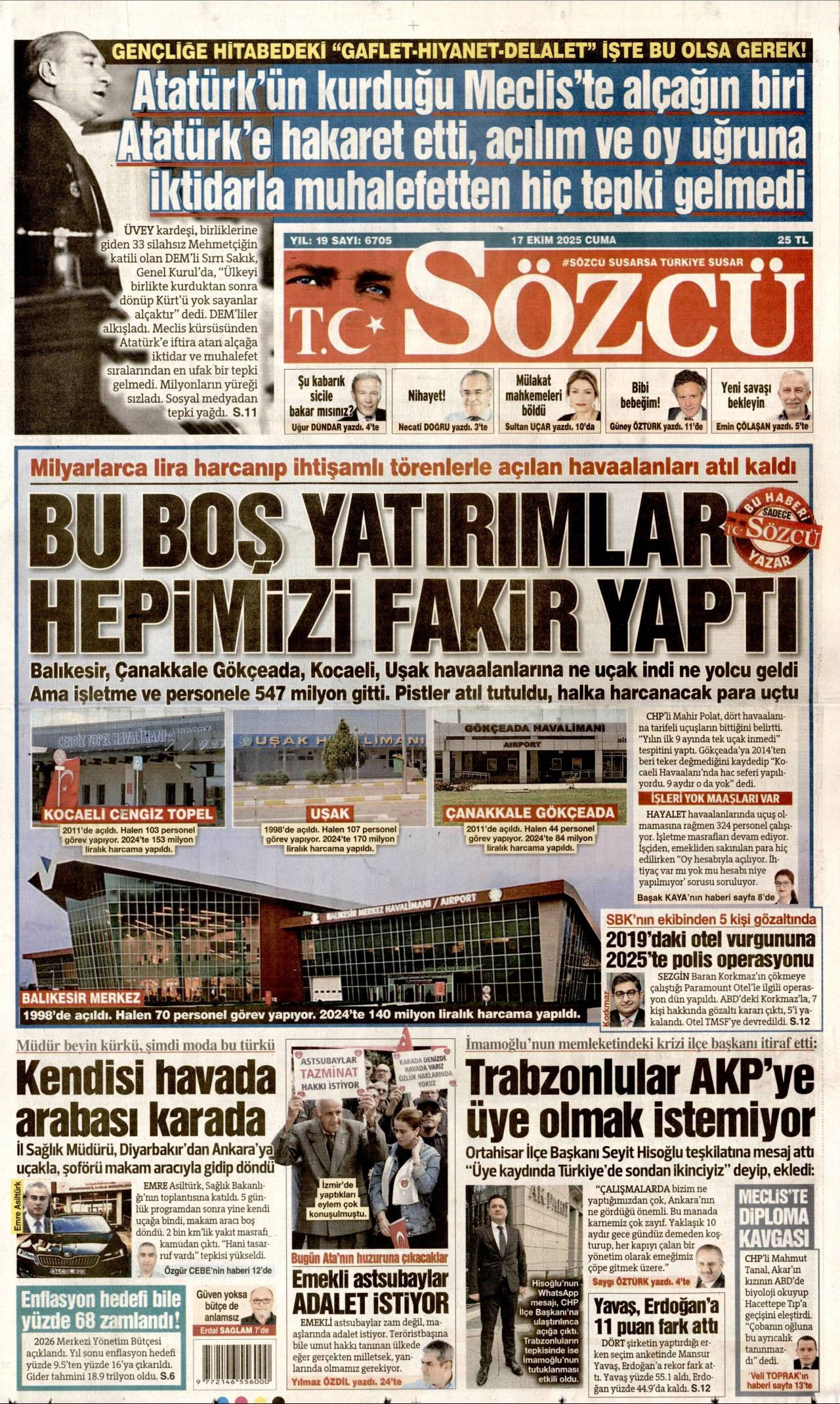 Sözcü Gazetesi Manşeti