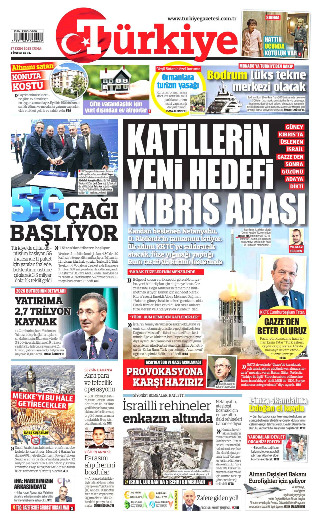 Türkiye Gazetesi Manşeti