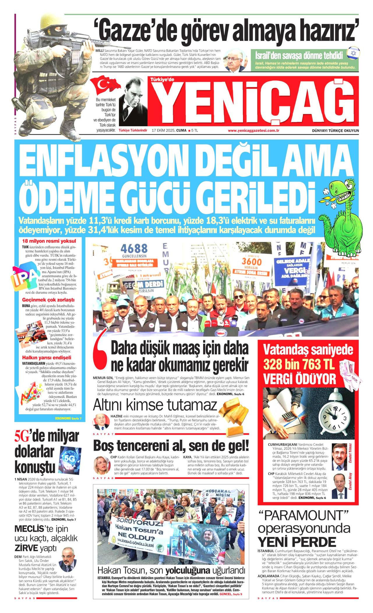 yenicag Gazetesi Manşeti