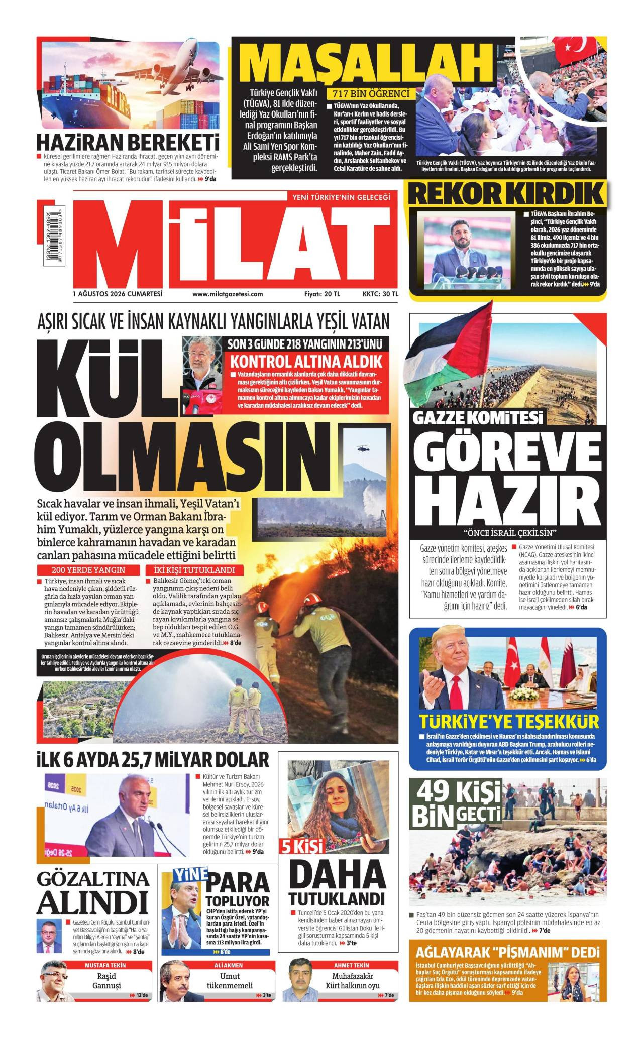 Milat Gazetesi Manşeti