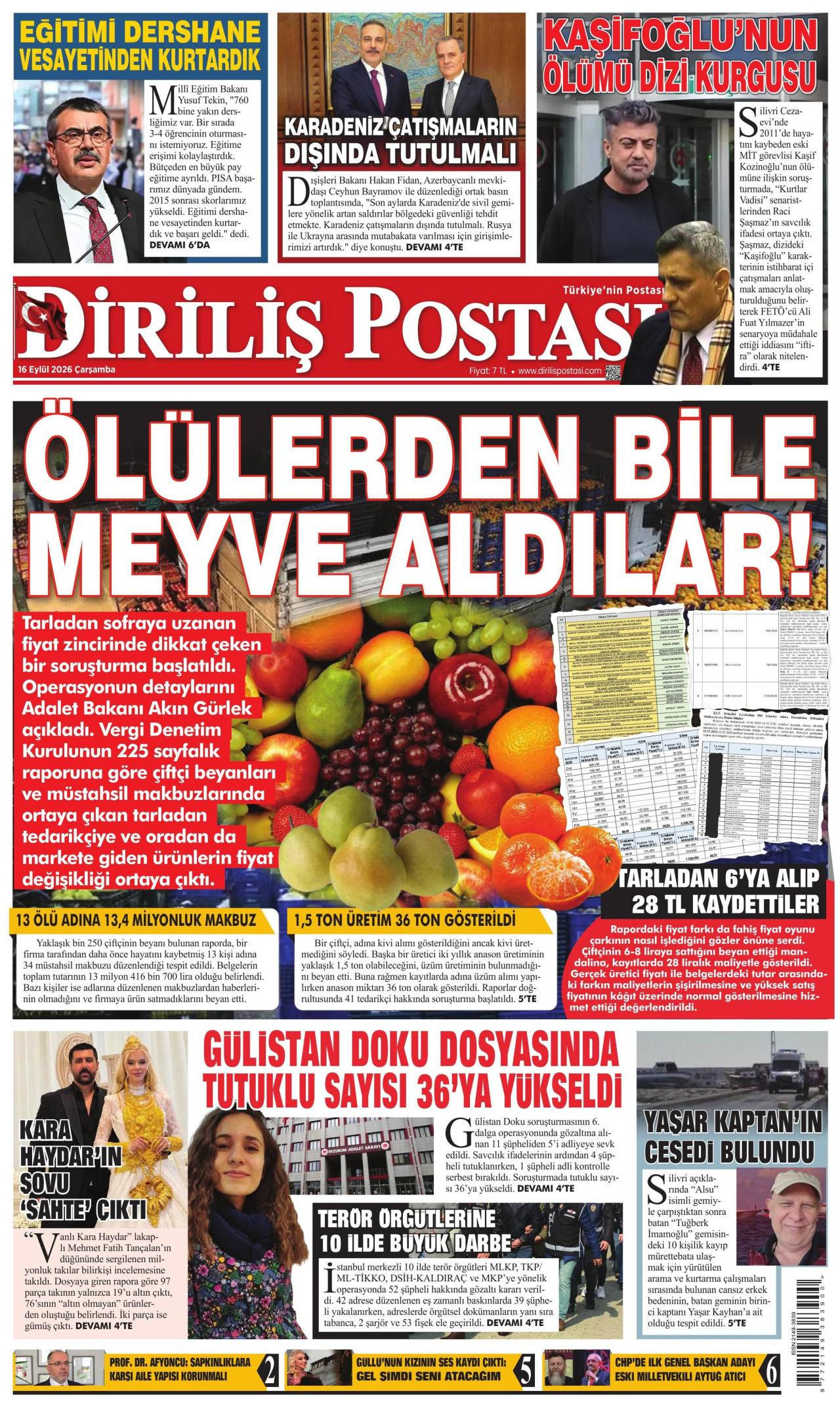 Diriliş Postası Gazetesi Manşeti