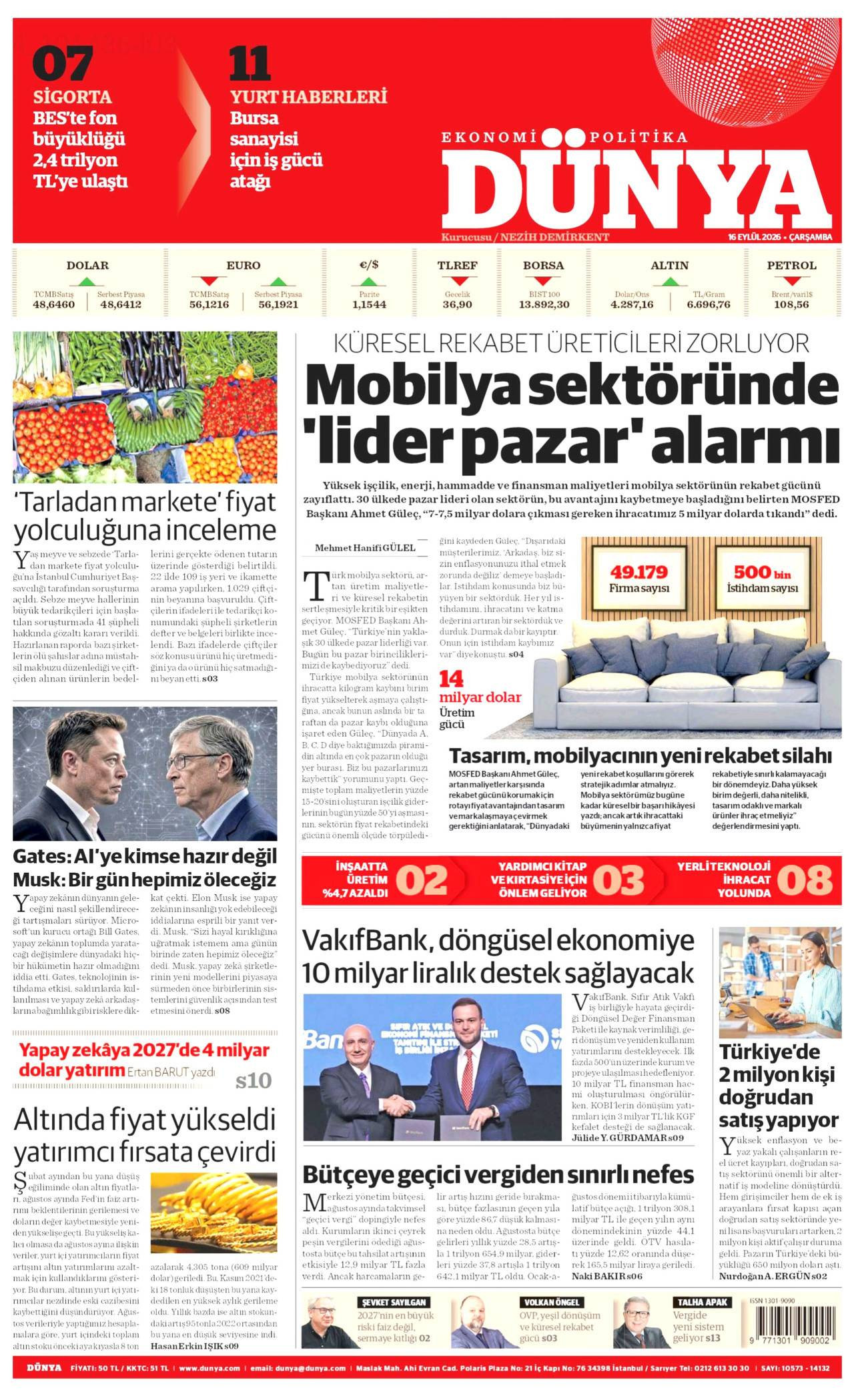 Dünya Gazetesi Manşeti