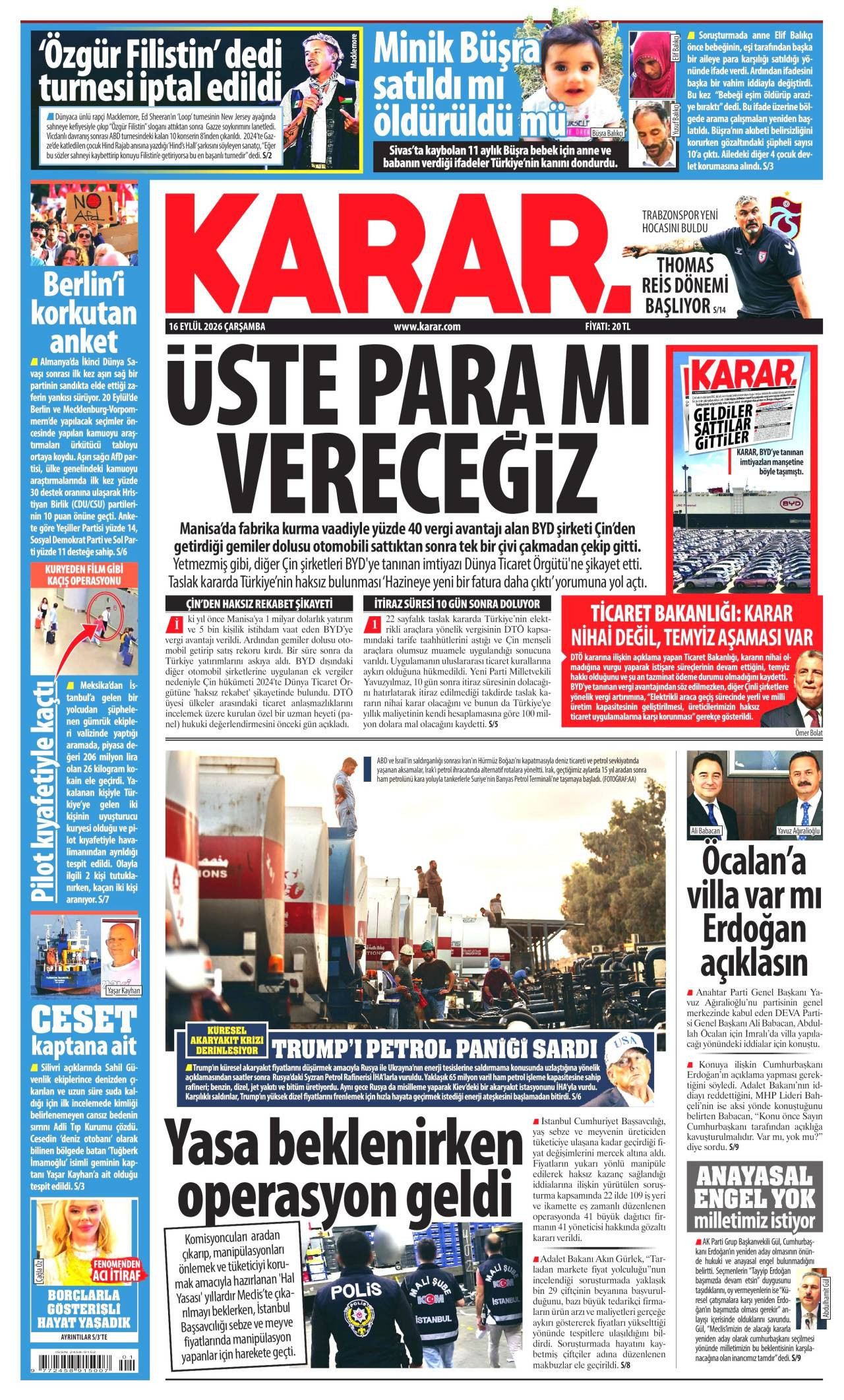 Karar Gazetesi Manşeti