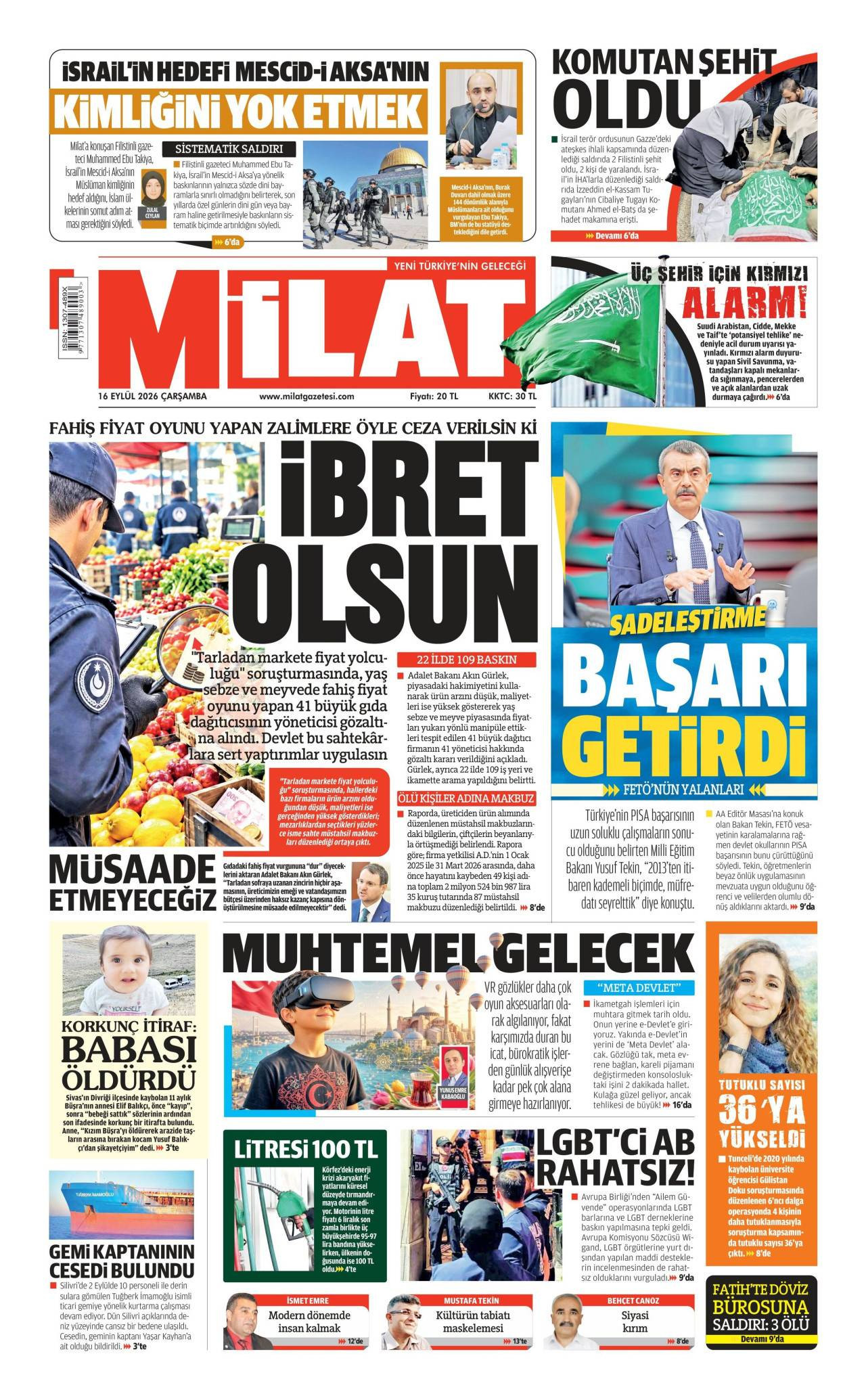 Milat Gazetesi Manşeti