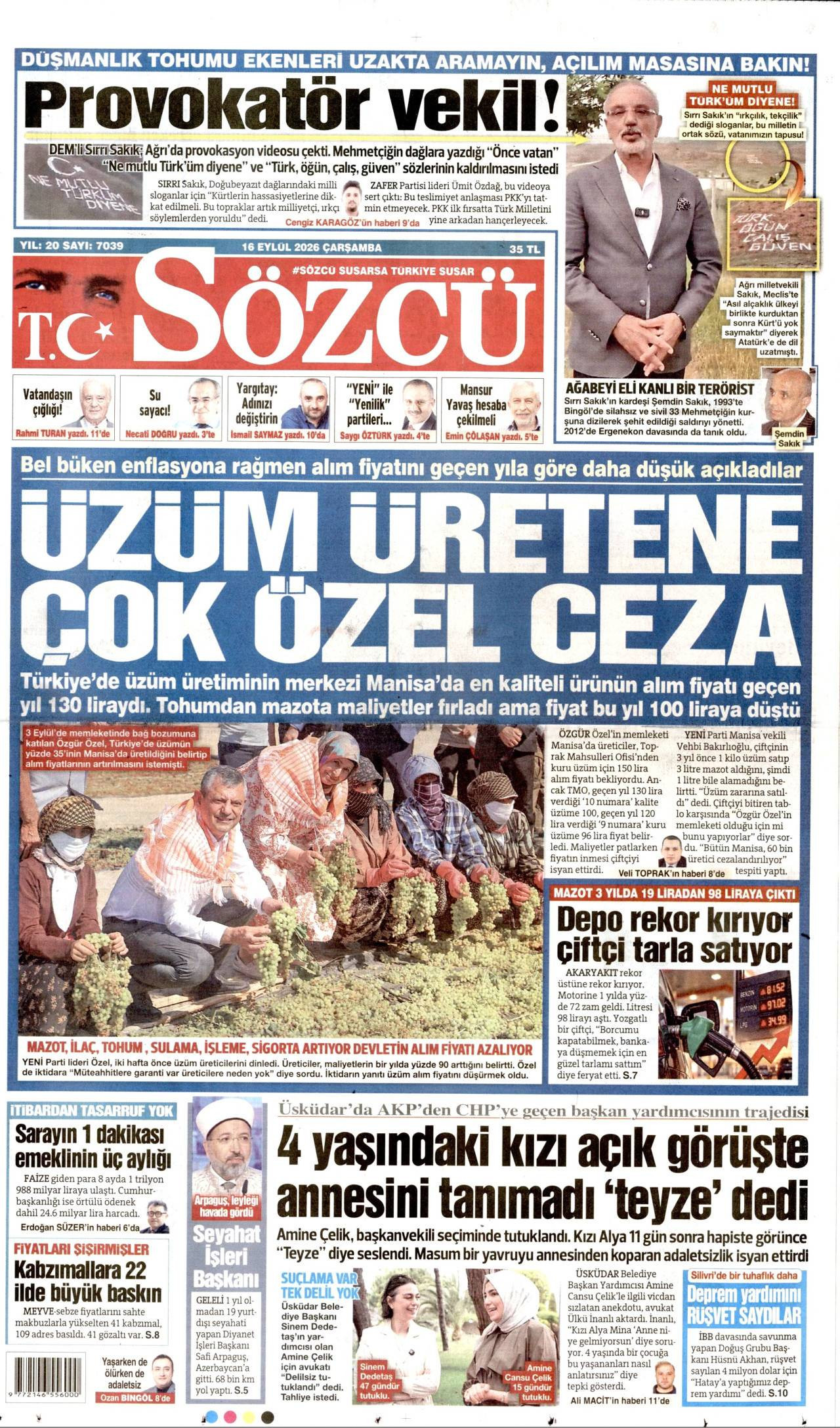 Sözcü Gazetesi Manşeti