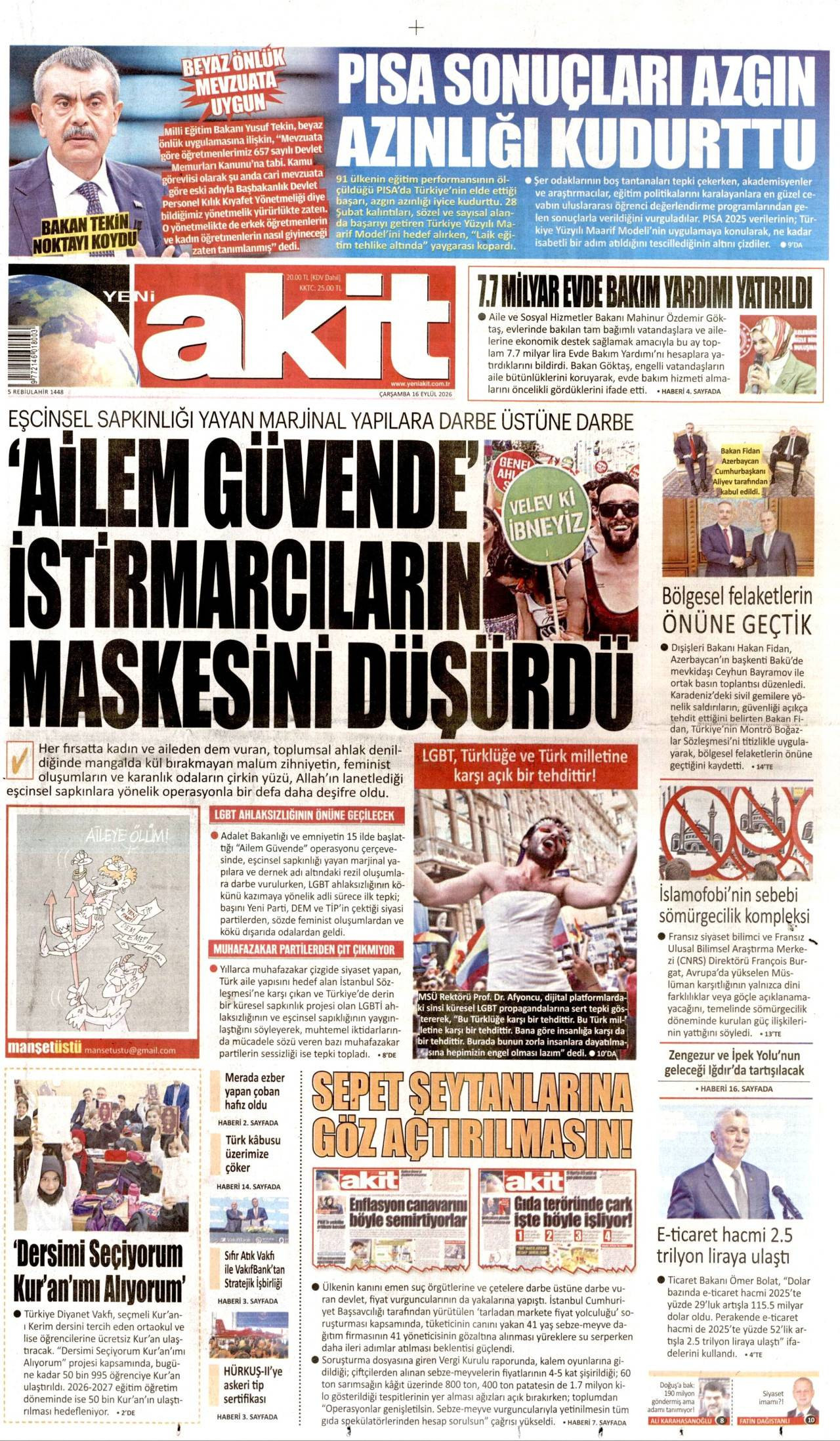 Yeni Akit Gazetesi Manşeti