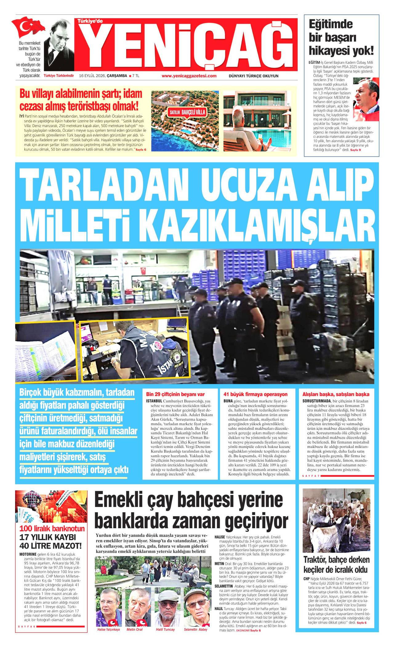 yenicag Gazetesi Manşeti