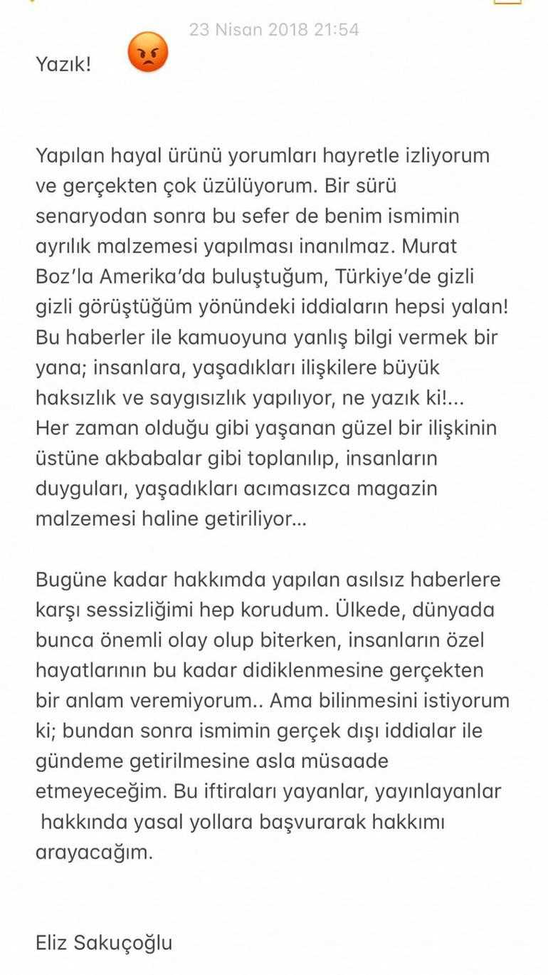 Eliz Sakuçoğlu'ndan ayrılık iddialarına çok sert yanıt - Resim : 1