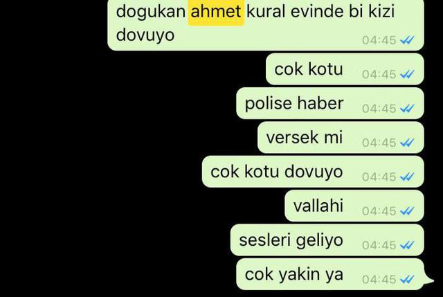 Tanığın o geceki yazışmaları ortaya çıktı  "Ahmet Kural evinde bir kızı çok kötü dövüyor" - Resim : 1