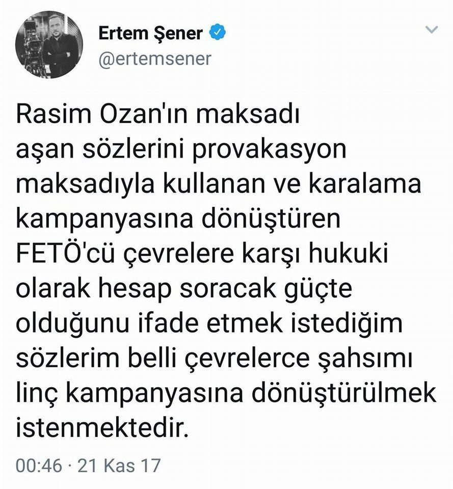 Rasim Ozan Kütahyalı'yı savunan Ertem Şener'e tepki! - Resim : 2