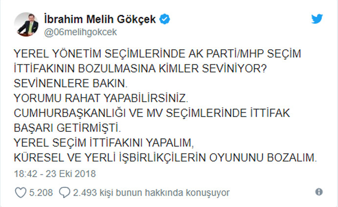 Ak Parti'den Melih Gökçek açıklaması - Resim : 1